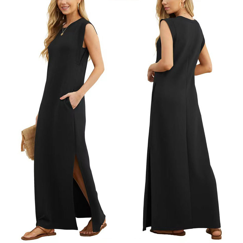 Elegante Jurk Lange Vloeiende Middellange Jurk