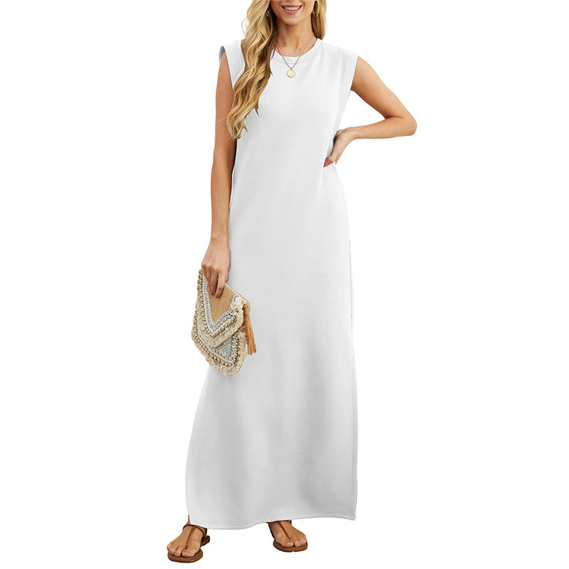 Elegante Jurk Lange Vloeiende Middellange Jurk