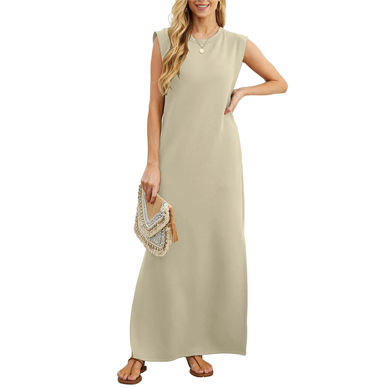 Elegante Jurk Lange Vloeiende Middellange Jurk