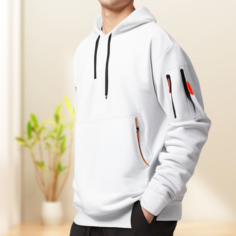 Adriano | Fleece Trui met Kap en Half Rits