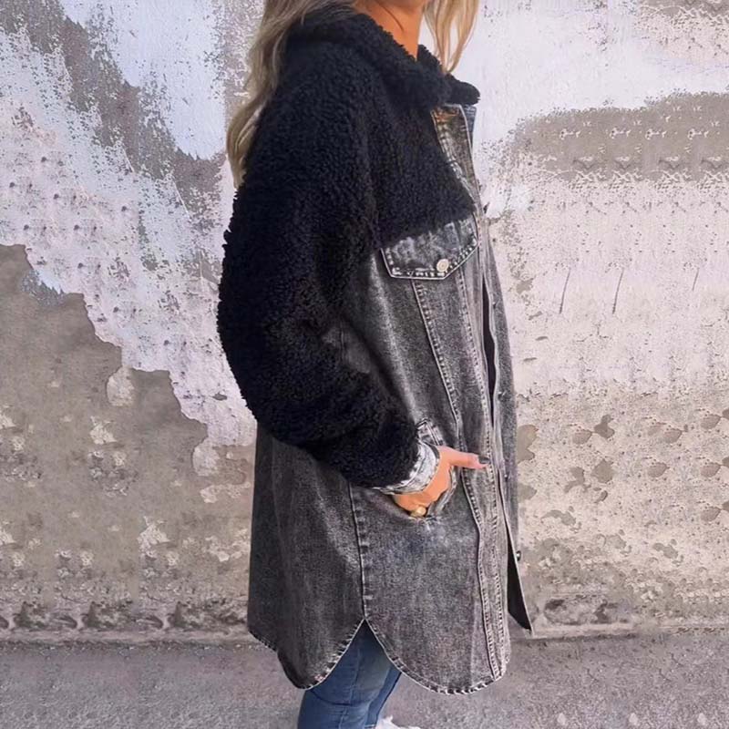 Lange denim jas voor vrouwen