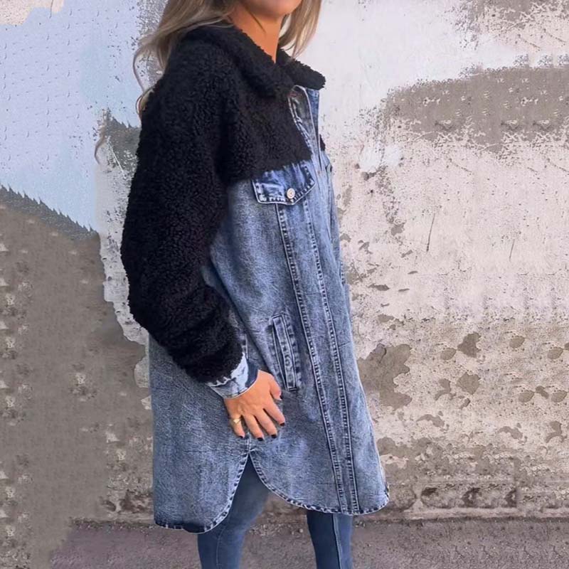 Lange denim jas voor vrouwen