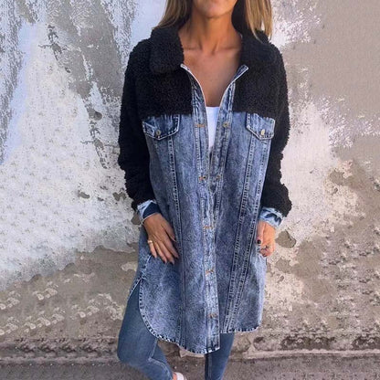 Lange denim jas voor vrouwen
