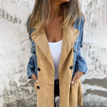 Trenchcoat Denim Blauw Met Naadlijnen - StudioMarella