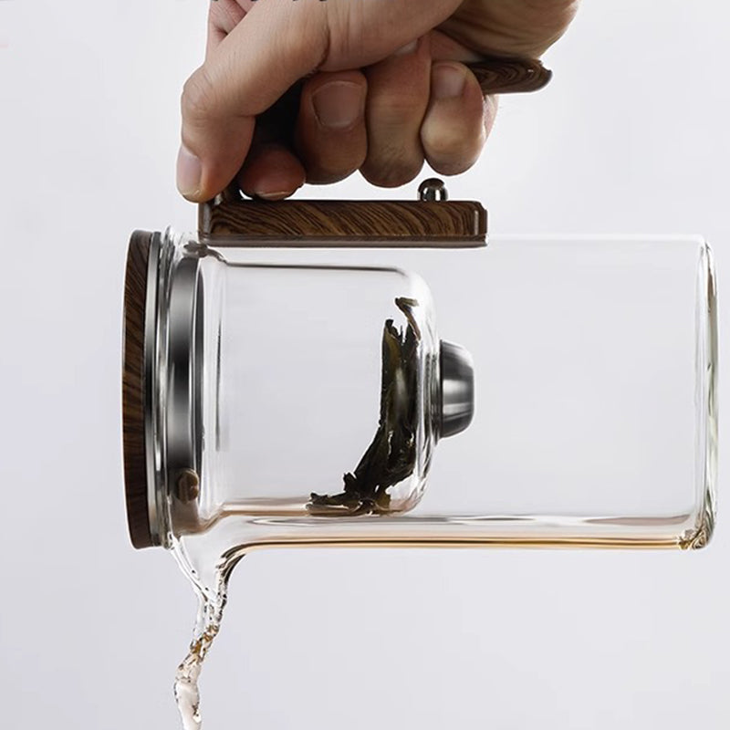Glazen Theepot met Houten Greep 500ml & 700ml – Thee-infuser met Filtersysteem voor Perfecte Thee