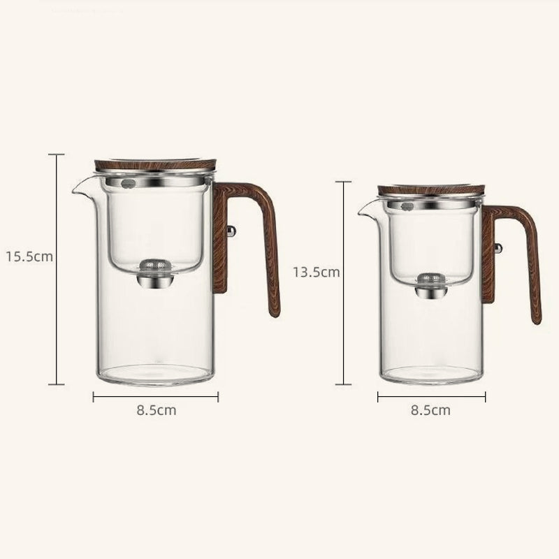 Glazen Theepot met Houten Greep 500ml & 700ml – Thee-infuser met Filtersysteem voor Perfecte Thee