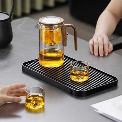 Glazen Theepot met Houten Greep 500ml & 700ml – Thee-infuser met Filtersysteem voor Perfecte Thee