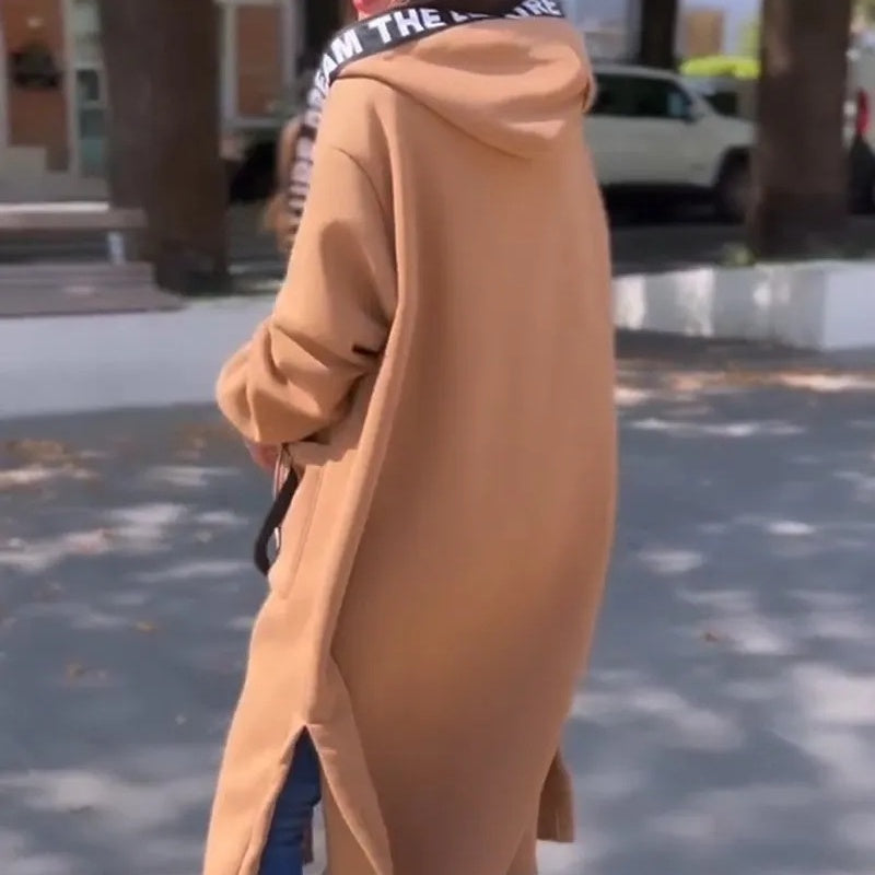 Donkergroene Lange Parka Jas met Kap