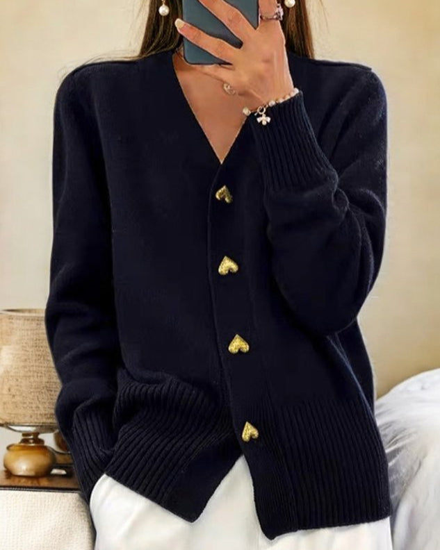 Dames Elegant Vest Met Hartvormige Knopen