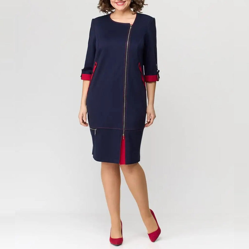 Jurk met Contrasterende Details Aurora Stijl Elegante Avondjurk