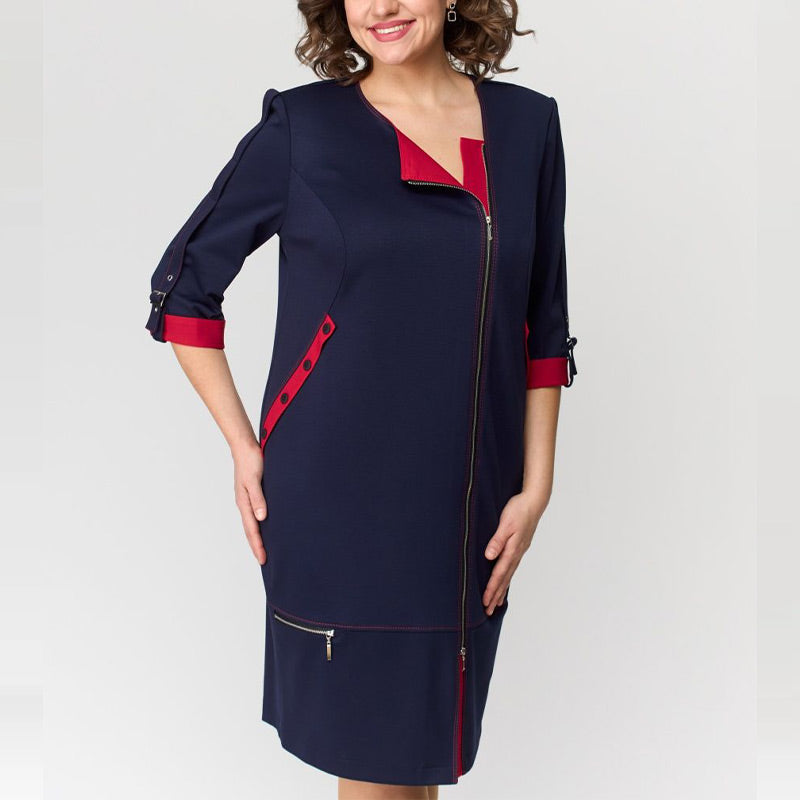 Jurk met Contrasterende Details Aurora Stijl Elegante Avondjurk