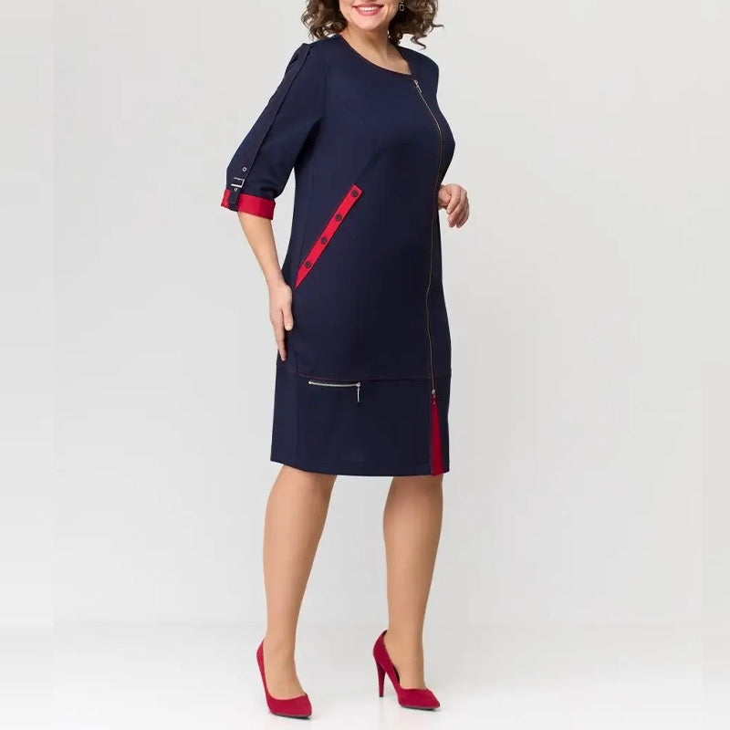 Jurk met Contrasterende Details Aurora Stijl Elegante Avondjurk