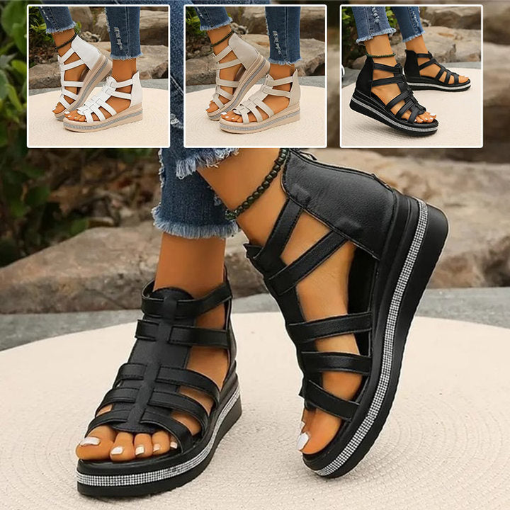 Dames Sleehak Sandalen Met Strass Steentjes
