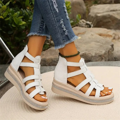 Dames Sleehak Sandalen Met Strass Steentjes