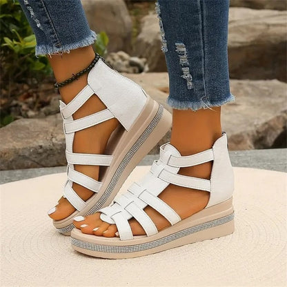 Dames Sleehak Sandalen Met Strass Steentjes - StudioMarella