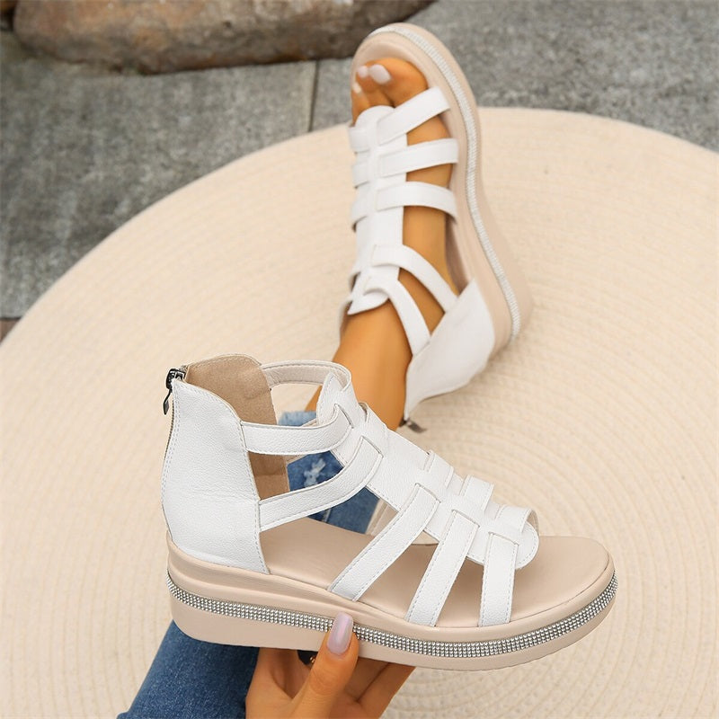 Dames Sleehak Sandalen Met Strass Steentjes