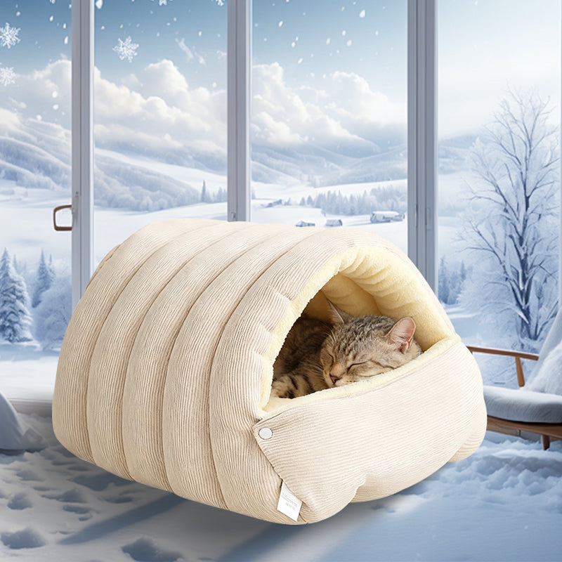 Huisdierenbed Grondloze Iglohut – Zachte Igloo Pluche Slaapplek Klein Medium Groot Kat Hond Winter