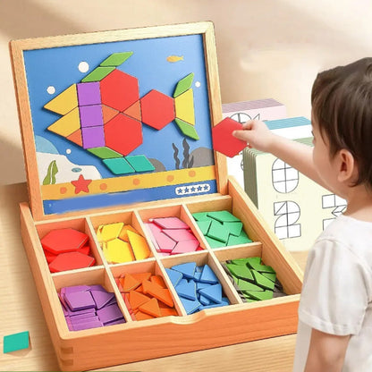Magnetische Houten Bouwblokken met Voorbeeldkaarten 180/200-delig Educatief Speelgoed voor Kinderen 3+ Jaren met Opbergdoos STEM Ontwikkelingsspel Ruimtelijk Inzicht Fijne Motoriek Creatief Bouwen