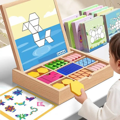 Magnetisch Houten Puzzelspel voor Kinderen – Educatief Leerspel met 180 of 220 Blokken en Vormkaarten