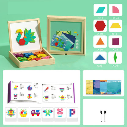 Magnetisch Houten Puzzelspel voor Kinderen – Educatief Leerspel met 180 of 220 Blokken en Vormkaarten