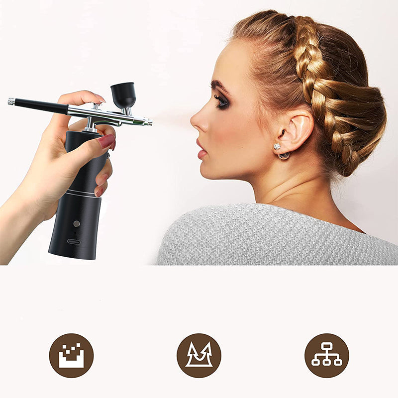 Draadloze Airbrush Pistool met 3 Verwisselbare Spuitkoppen en Oplaadbare Accu voor Modelbouw Kunst en Nail Art