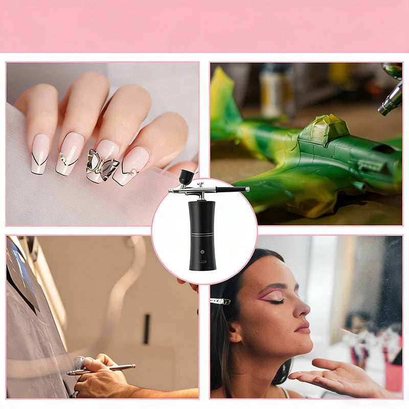 Draadloze Airbrush Pistool met 3 Verwisselbare Spuitkoppen en Oplaadbare Accu voor Modelbouw Kunst en Nail Art
