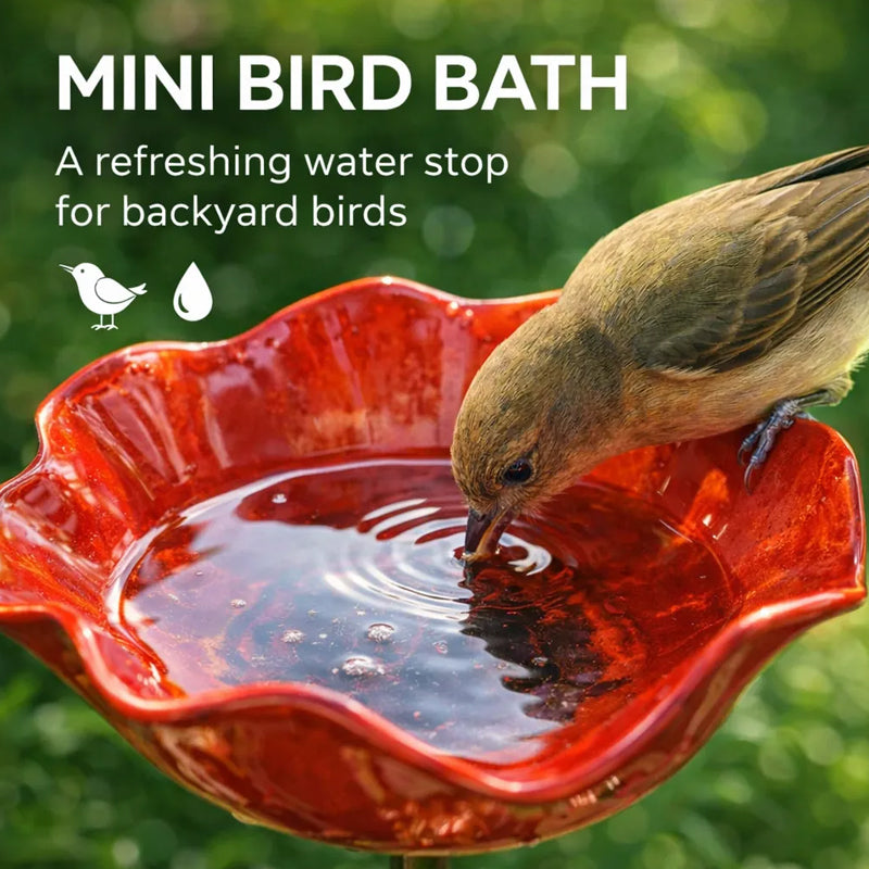 Decoratieve Metalen Tuinsteker met Vogelbad 60cm – Bloemvormig Waterstation voor Vogels en Insecten in 7 Kleuren