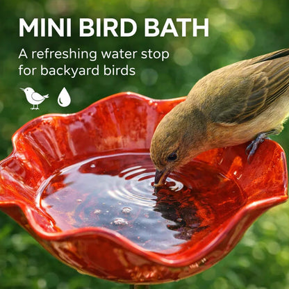 Decoratieve Metalen Tuinsteker met Vogelbad 60cm – Bloemvormig Waterstation voor Vogels en Insecten in 7 Kleuren