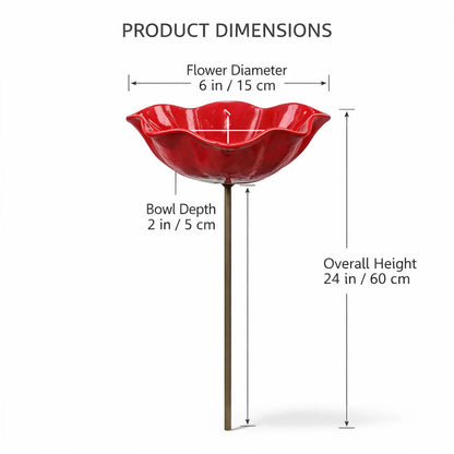 Decoratieve Metalen Tuinsteker met Vogelbad 60cm – Bloemvormig Waterstation voor Vogels en Insecten in 7 Kleuren