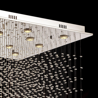Kristallen Kroonluchter Vierkant Trap Woonkamer Regendruppel Chroom GU10 Modern Luxe