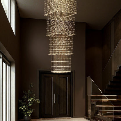 Kristallen Kroonluchter Vierkant Trap Woonkamer Regendruppel Chroom GU10 Modern Luxe
