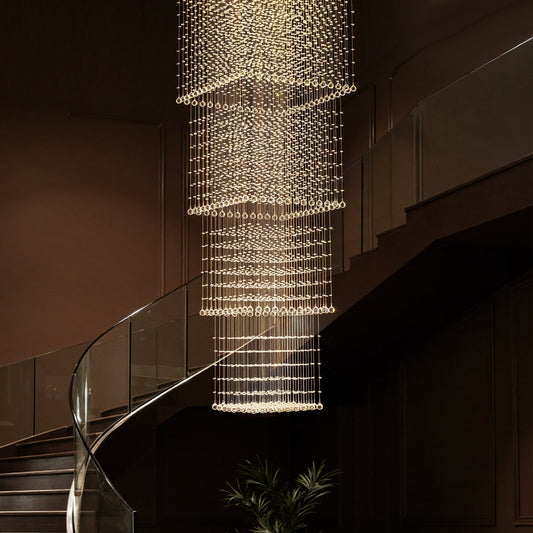Kristallen Kroonluchter Vierkant Trap Woonkamer Regendruppel Chroom GU10 Modern Luxe