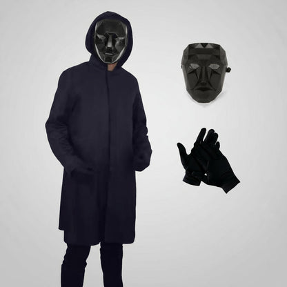 Mysterieus Kapuzenkostuum Zwart met Masker & Handschoenen Unisex Halloween Cosplay Party Outfit voor Kinderen & Volwassenen