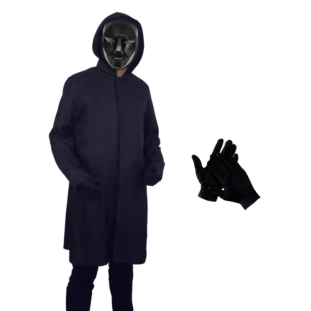 Mysterieus Kapuzenkostuum Zwart met Masker & Handschoenen Unisex Halloween Cosplay Party Outfit voor Kinderen & Volwassenen