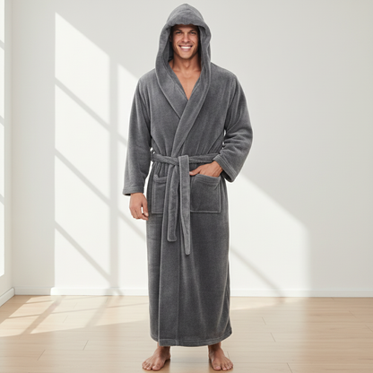 Badjas met Capuchon voor Heren – Zachte Pluche Ochtendjas in Relaxed Fit voor Warmte en Comfort