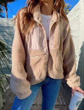 Warme Fleecejack Met Knoopsluiting voor Winter