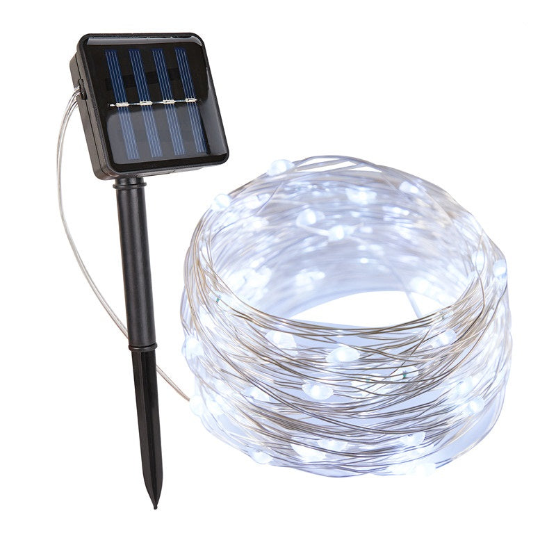 Solar LED Lichtsnoer Warm Wit Groene Koperdraad IP65 Waterdicht Voor Tuin Terras & Balkon