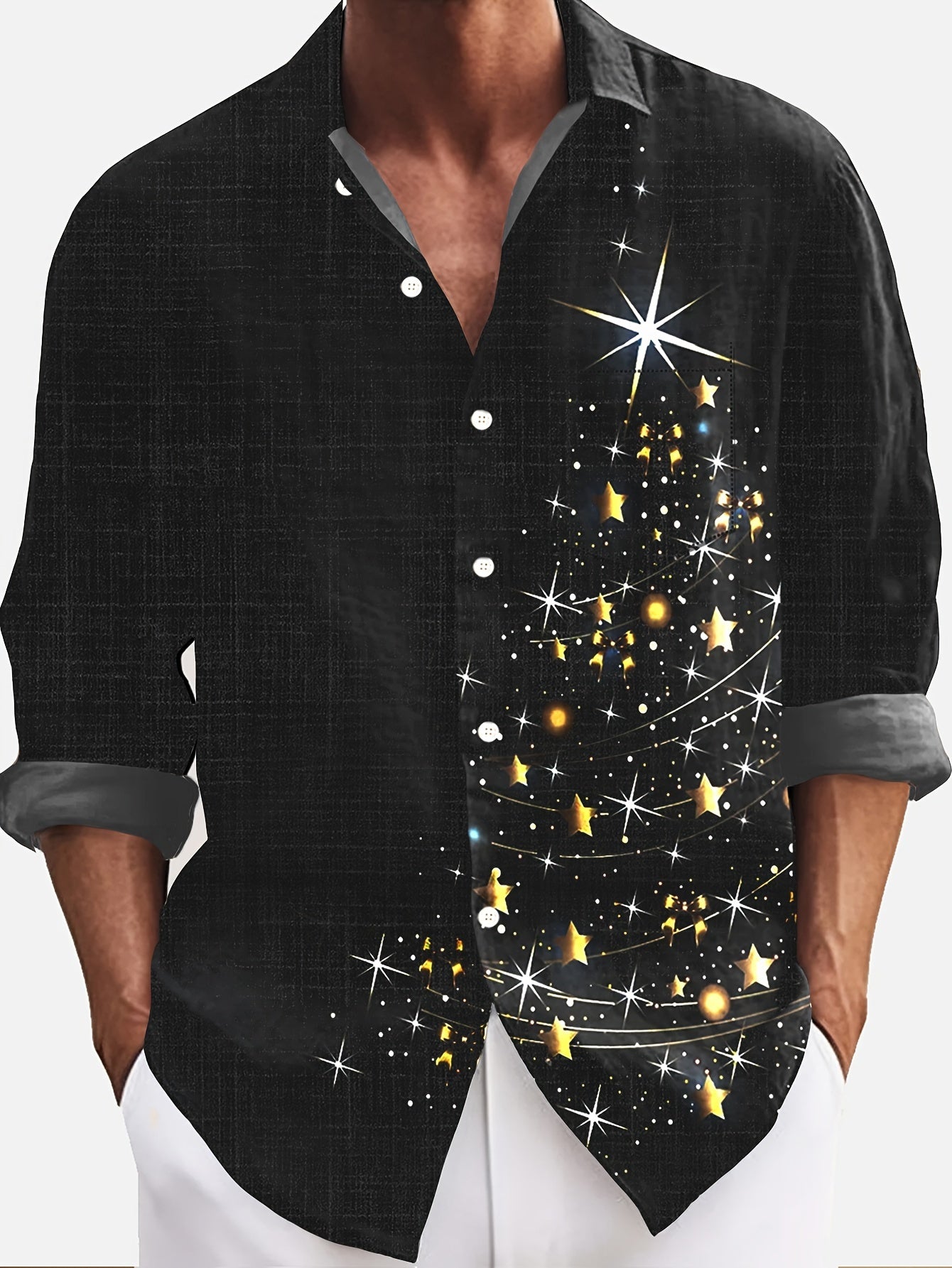 Kerst Overhemd Lange Mouw met Glanzende Kerstboom Print - StudioMarella