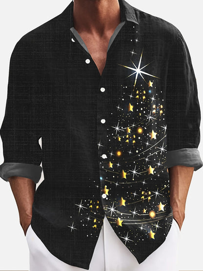 Kerst Overhemd Lange Mouw met Glanzende Kerstboom Print - StudioMarella