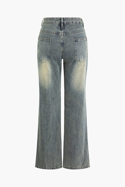 Hoge Taille Jeans voor Dames Retro Stijl