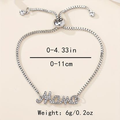 Mooie Mama Letter Bedelarmband met Nepdiamanten