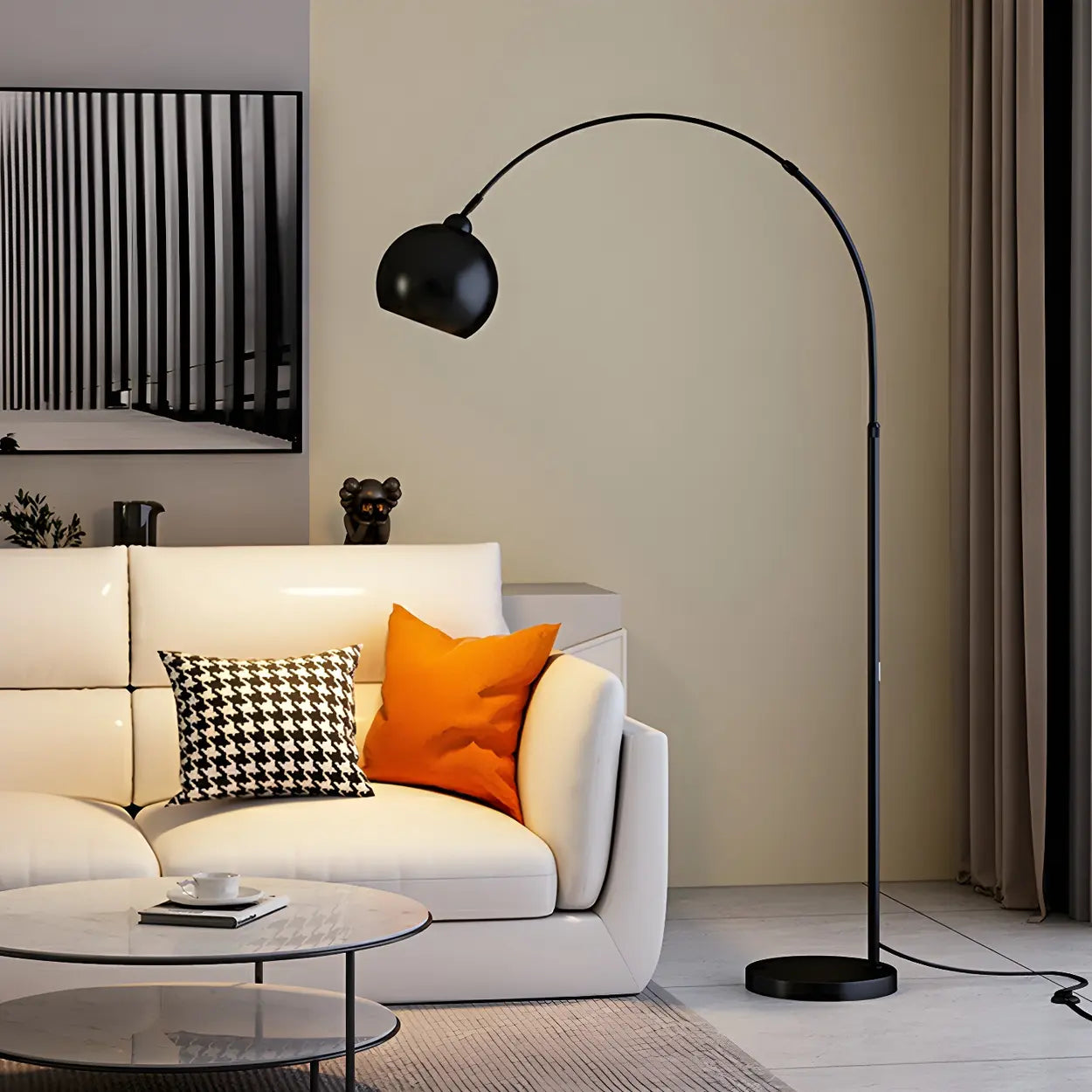 Booglamp Vloerlamp Chroom Zwart Zilver Verstelbaar 180cm E27 Woonkamer Modern