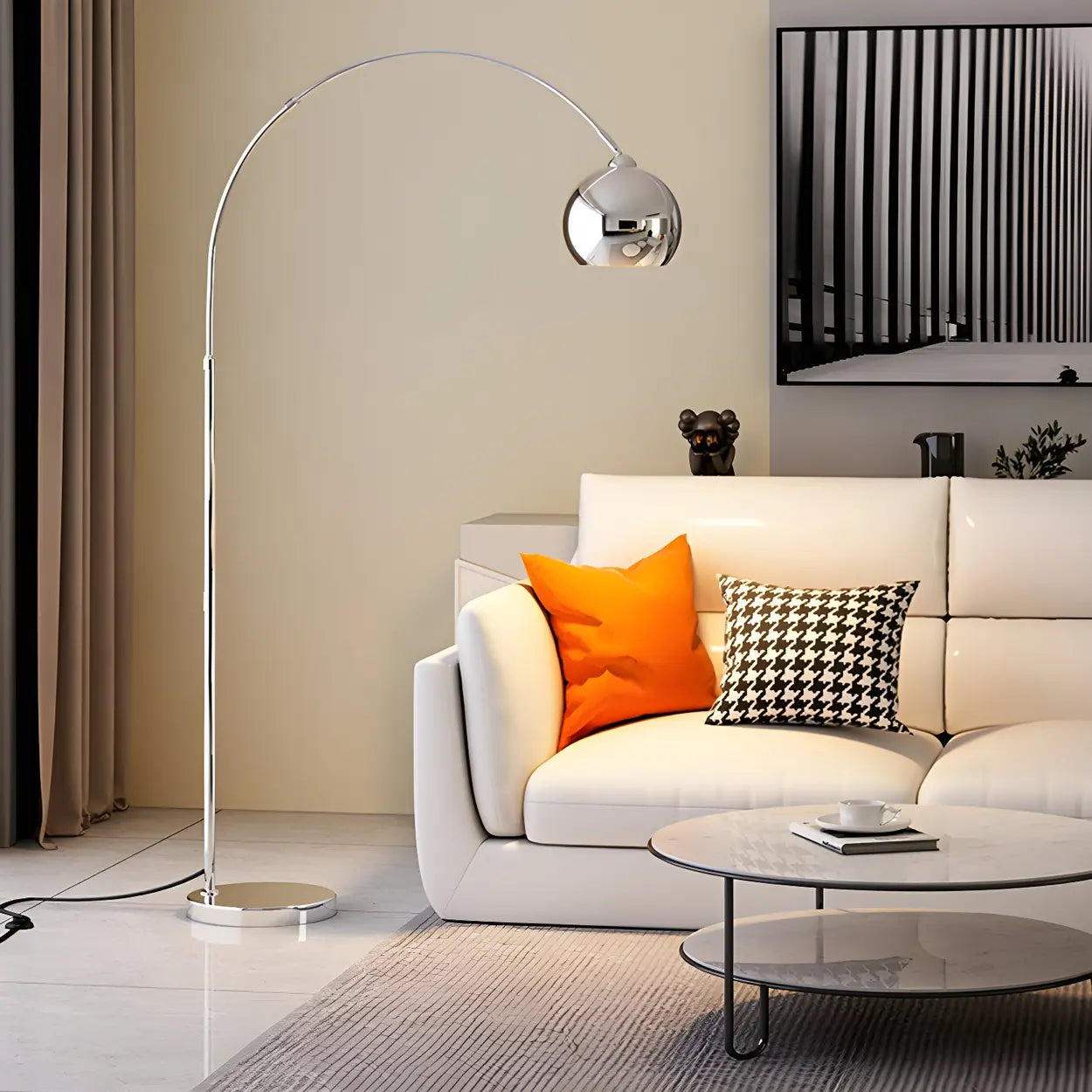 Booglamp Vloerlamp Chroom Zwart Zilver Verstelbaar 180cm E27 Woonkamer Modern