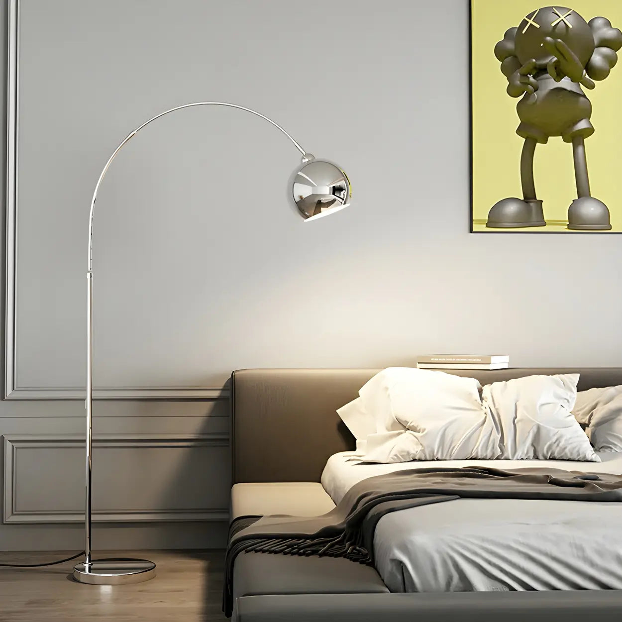 Booglamp Vloerlamp Chroom Zwart Zilver Verstelbaar 180cm E27 Woonkamer Modern