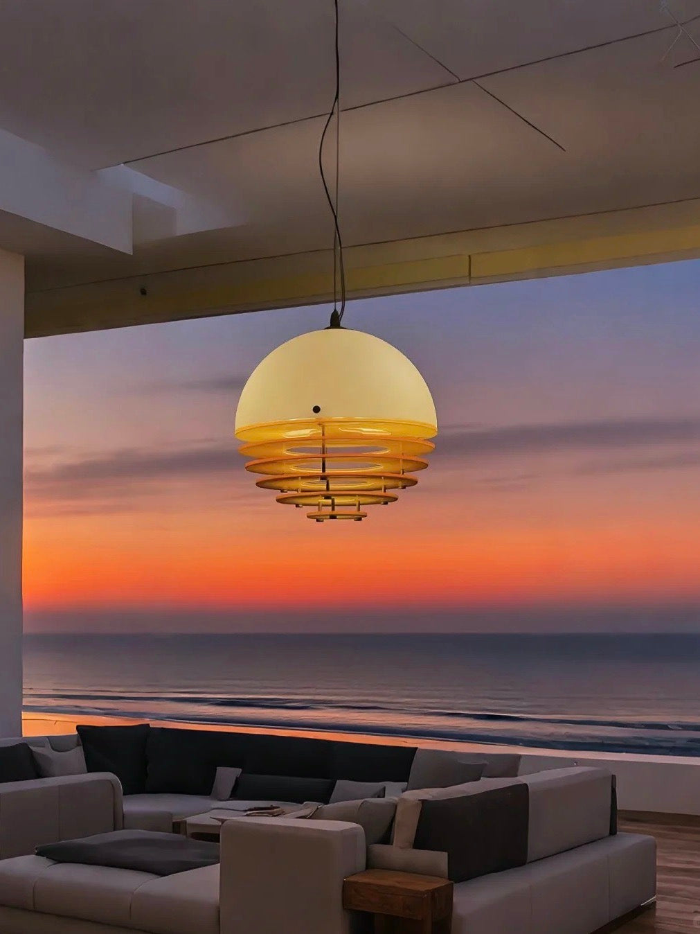 Stijlvolle Hanglamp Bauhaus Design Oranje-Wit Sfeerverlichting voor Moderne Interieurs
