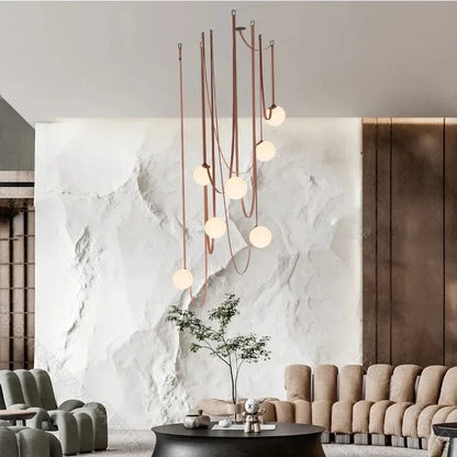 Hanglamp Leren Kabel Glazen Bol E27 Cognac Bruin Woonkamer Eetkamer Hal Postmodern Design 1 3 5 7 Bollen