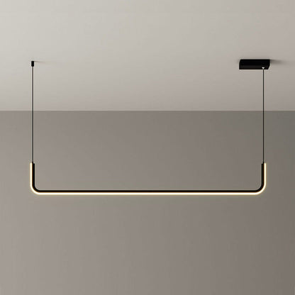 Hanglamp LED Aluminium Zwart Modern Eetkamer Woonkamer Dimbaar Lineaire Pendellamp Minimalistische Plafondlamp Tafel