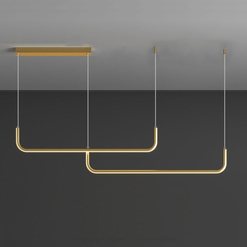 Hanglamp LED Aluminium Zwart Modern Eetkamer Woonkamer Dimbaar Lineaire Pendellamp Minimalistische Plafondlamp Tafel