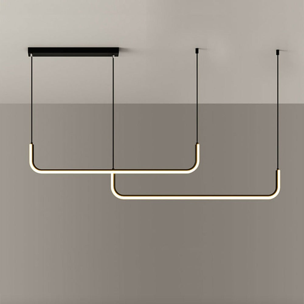 Hanglamp LED Aluminium Zwart Modern Eetkamer Woonkamer Dimbaar Lineaire Pendellamp Minimalistische Plafondlamp Tafel