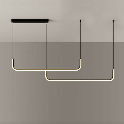 Hanglamp LED Aluminium Zwart Modern Eetkamer Woonkamer Dimbaar Lineaire Pendellamp Minimalistische Plafondlamp Tafel